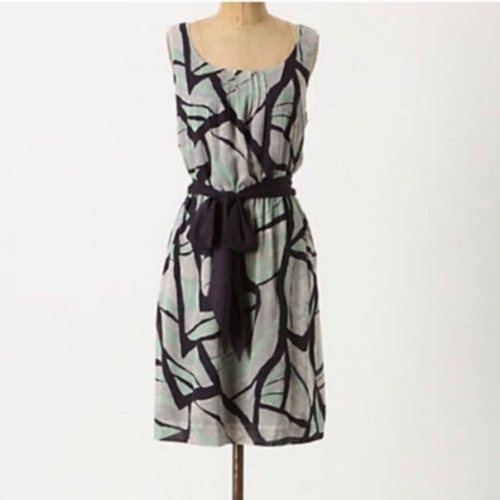 VintageAnthropologie Odille XS 0 Dragonfly Dress Wings Purple Blue green No Belt